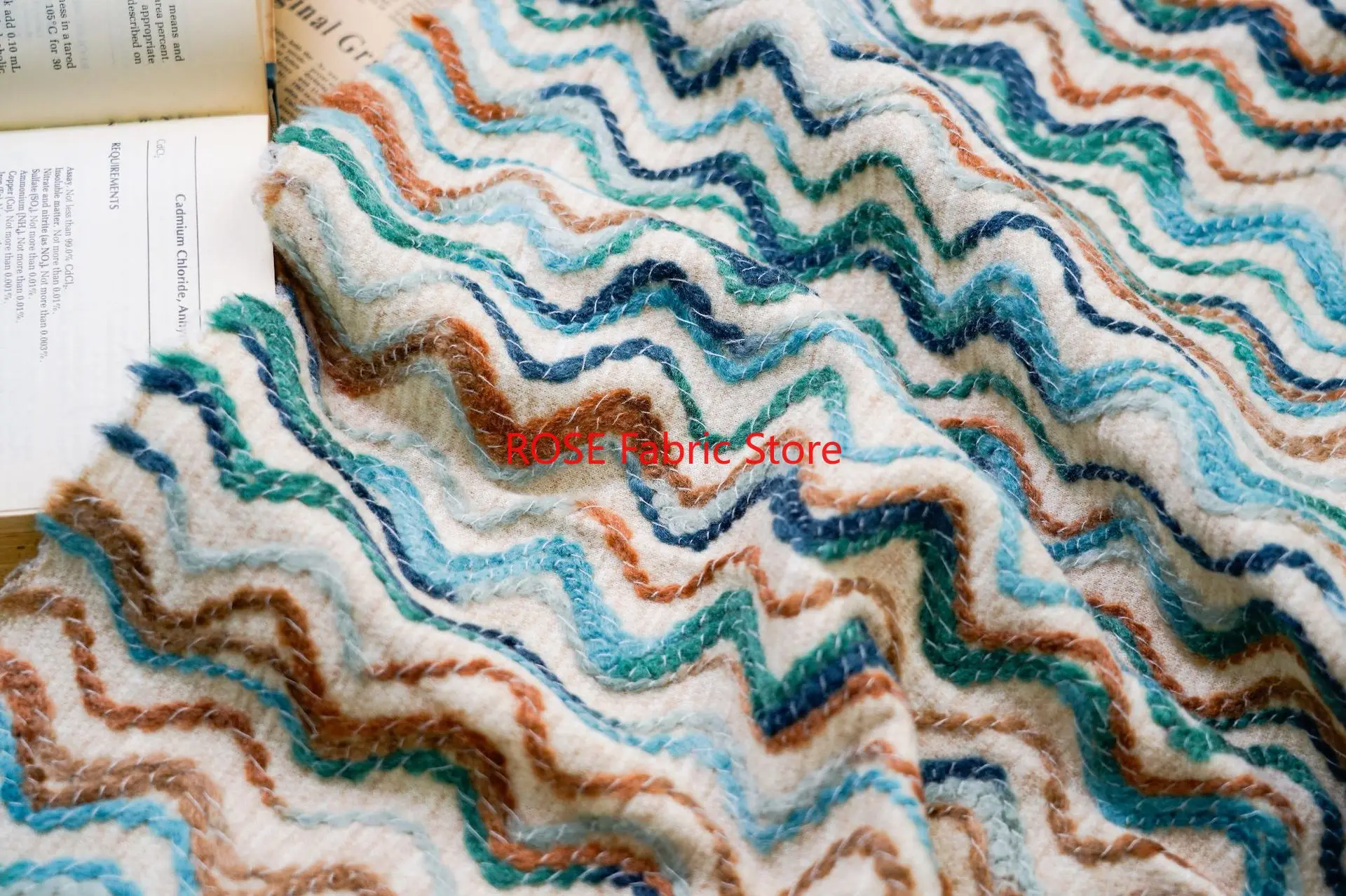 1 Meter Wave Pattern Woven Jacquard Fabric Tote Bag Curtain Luggage Bag Decorative Sewing Fabric