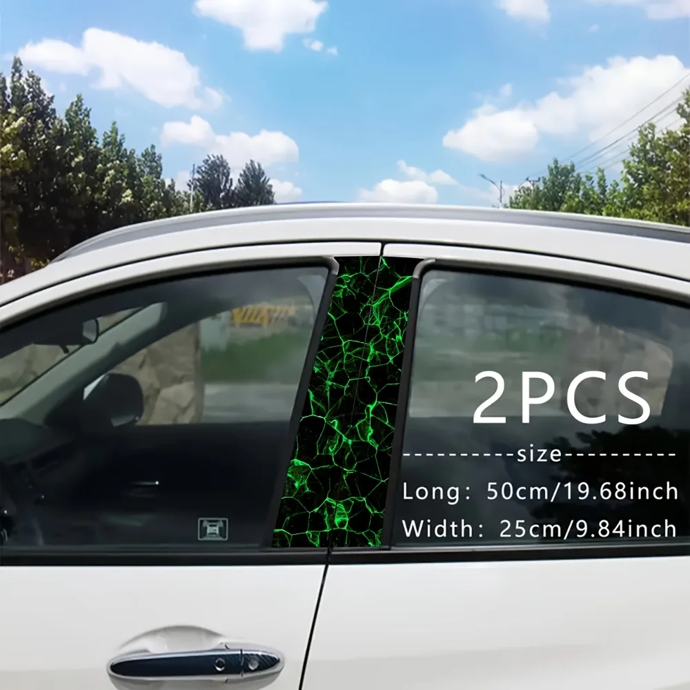 ملصق سيارة أخضر مكون من قطعتين، طبقة حماية من الفينيل المتين، عمود B خارجي مع زخرفة شخصية للسيارة، قطع غيار سيارات مشرقة #3