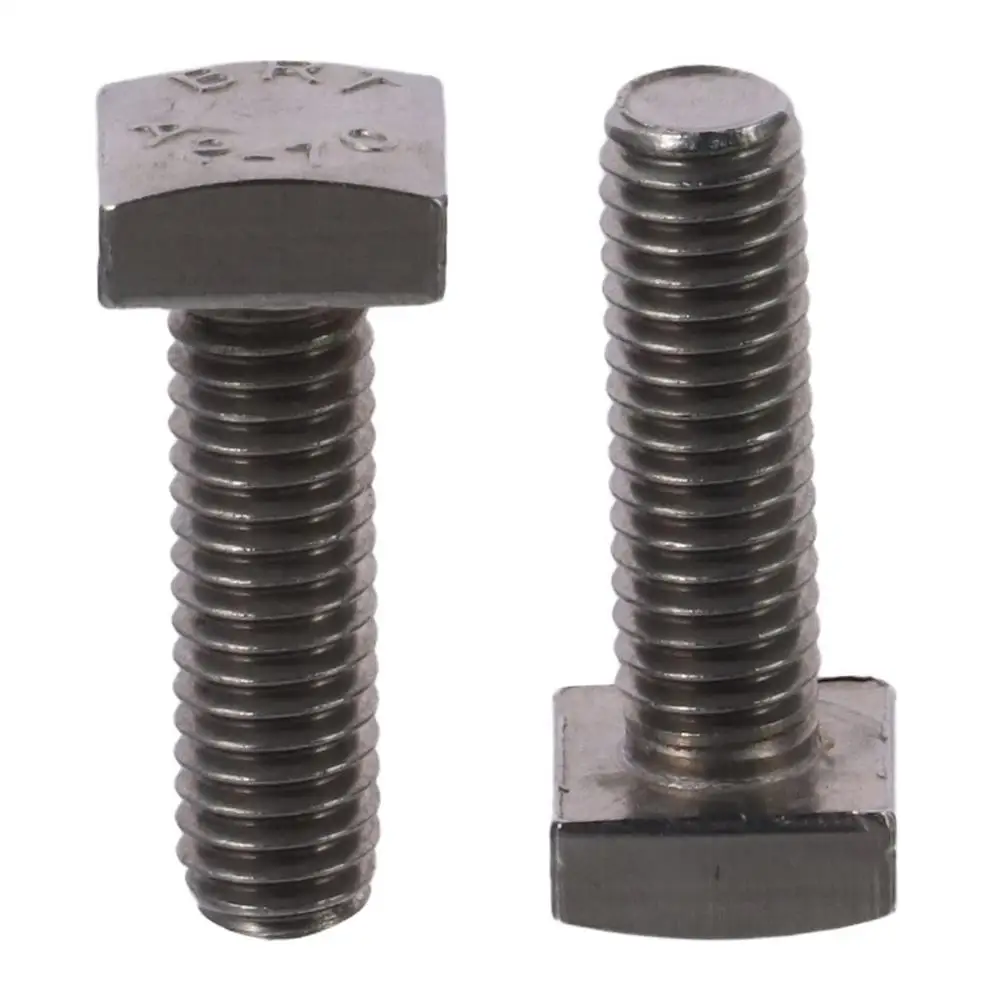 2PCS Corrosion-resistant M6*20MM Square Head Bolt Stainless Steel, Alloy Steel Silver Square Machine Screws Fully Thread