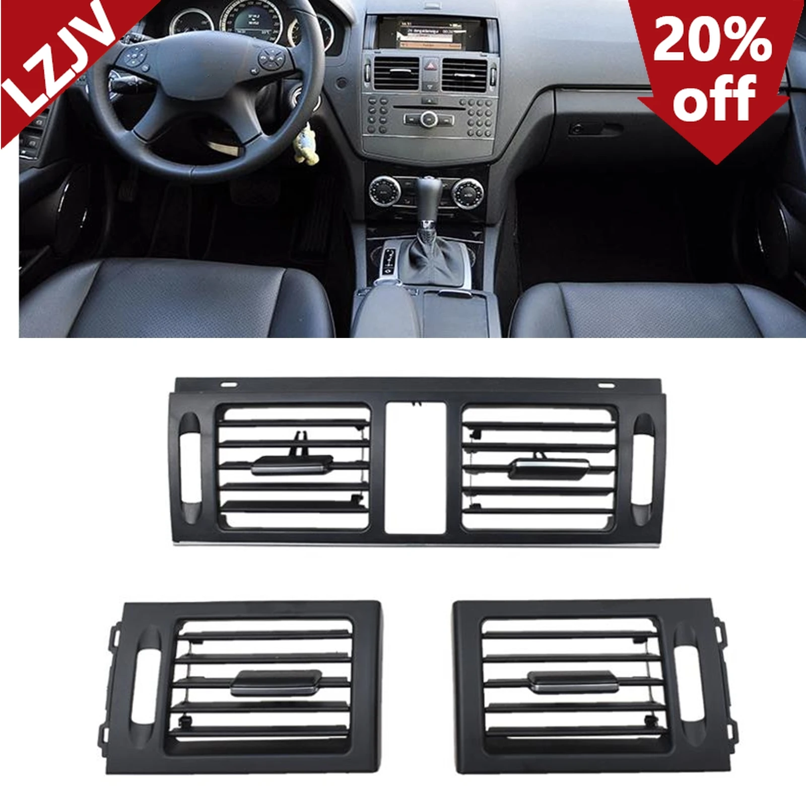 New For Mercedes-Benz W204 C-Class C180 C200 07-11 Front Center Air Outlet Vent Dash Console Grille Dashboard A/C Conditioning G
