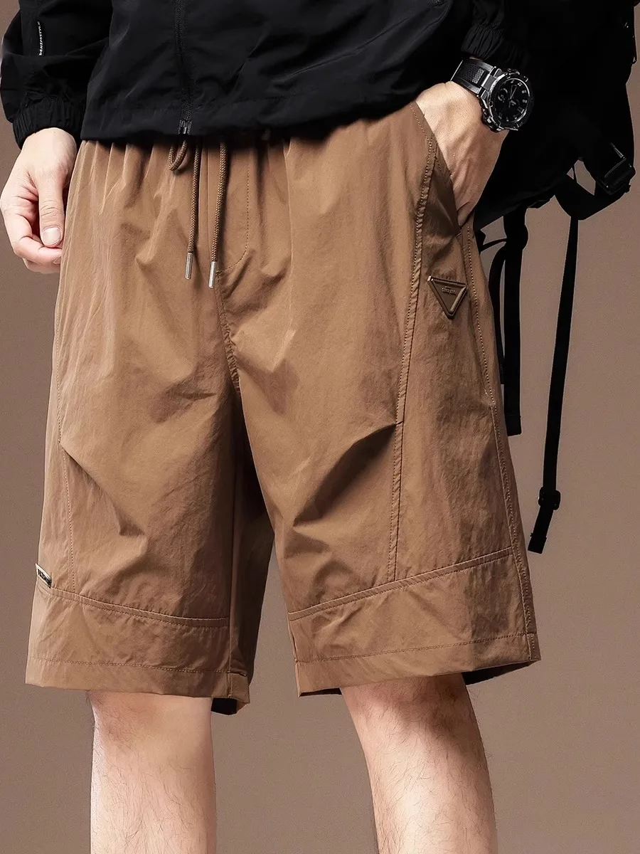 

Ледяной шелк Cool Feeling American Sle Qui Dry Повседневные брюки ort Мужские летние тонкие спортивные брюки с пятью точками для отдыха Свободная посадка