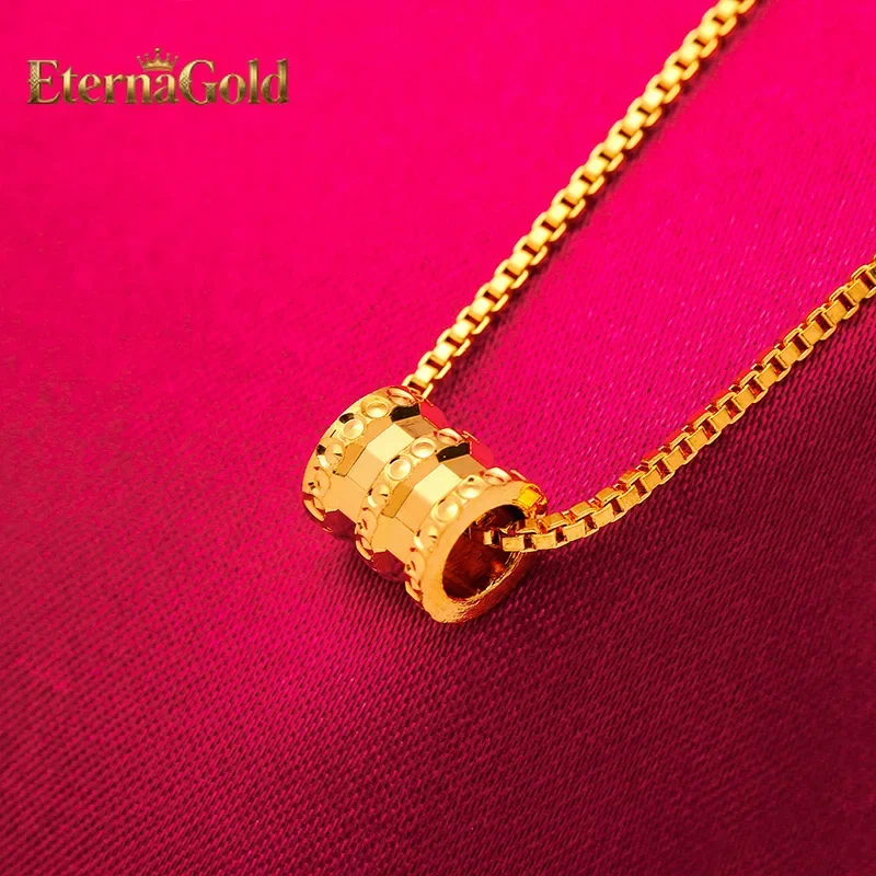 EternaGold  Slim Waist Pendant Necklace for Women 24K Gold AU999 Distressed bronze-textured pendant with red rope rustic charm f