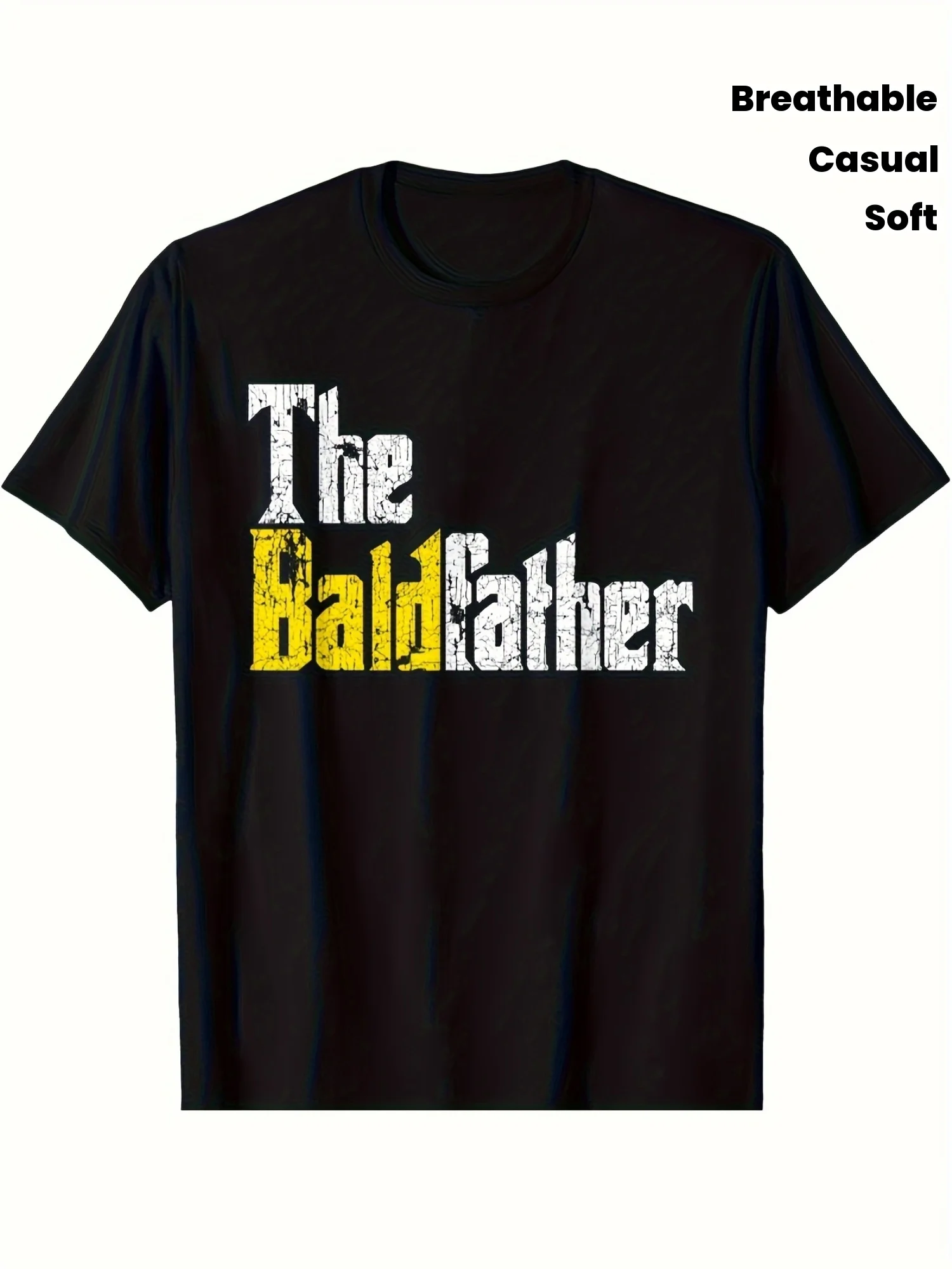 Bald Dad Humorous Cotton T-shirt Men's Casual Outdoor Wear Bald Men's Ideal Birthday Gift Trendy Printed Shirt