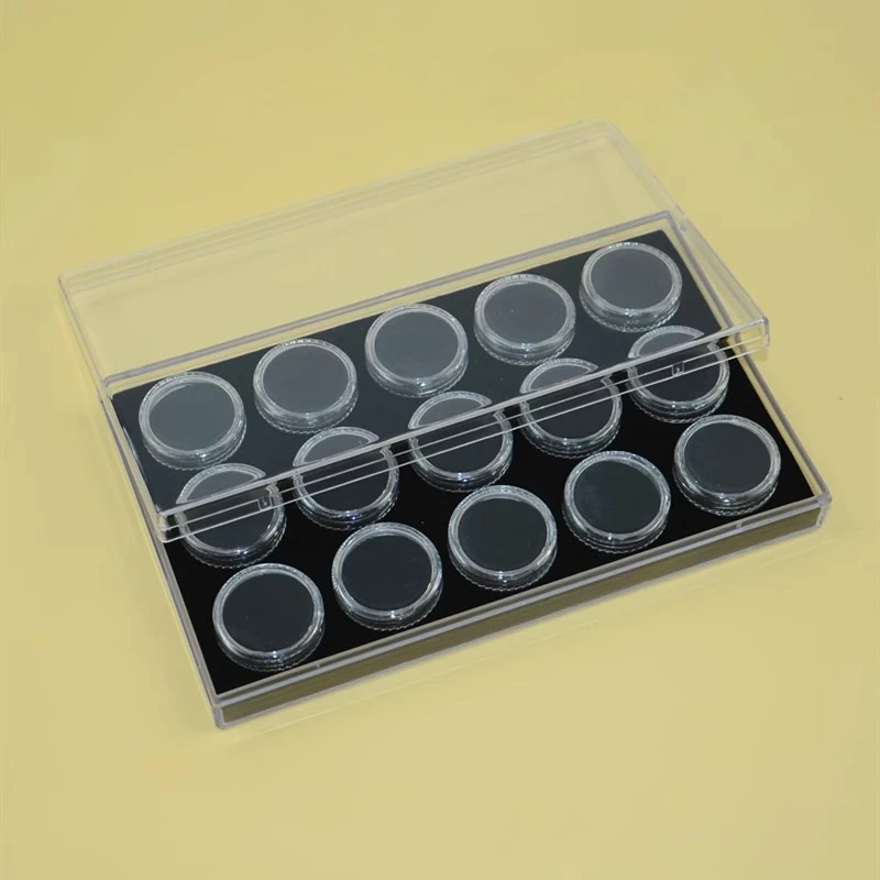 Transparent Loose Diamond Storage Box Acrylic Lid Gemstone Display Container Case Round Pearl Gem Jars Insert Holder Collector