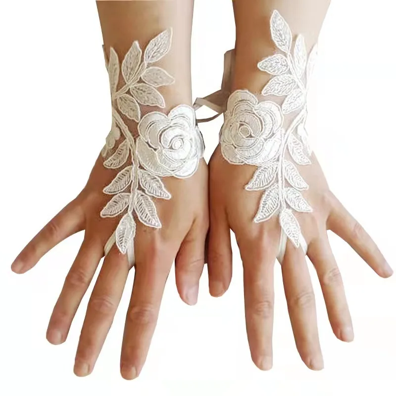 Handmade Fingerless Lace Gloves For Women, Bridal Wedding Dress Gloves, European American Wedding Party Accessories