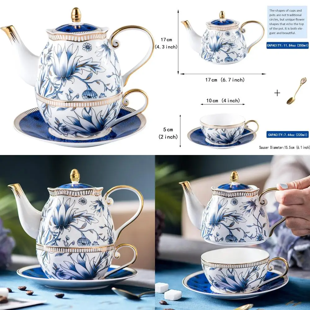 

Vintage Floral Bone China Tea Set for One, Porcelain Teapot and Cup, Ideal Gift for Women