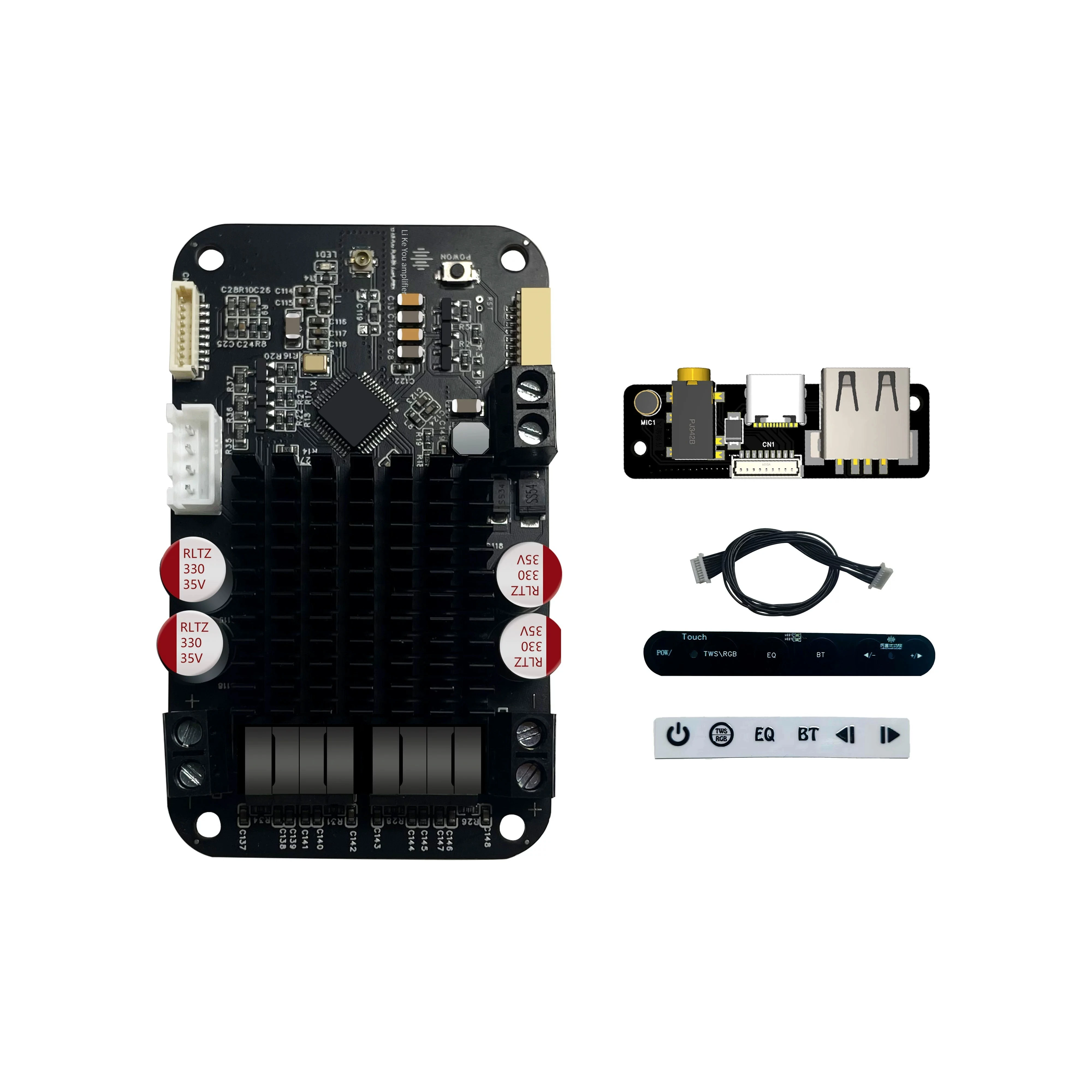 DSP Bluetooth 5.0 Power amplifier board electronic frequency division high fidelity sound quality TWS paired with bass 2.0 150w