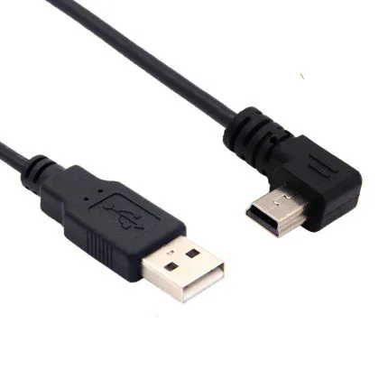 USB 2.0ชายไป Mini USB ขึ้นลงซ้ายขวามุม90องศาสาย0.25M 0.5M 1.8M 3M 5M สำหรับกล้อง MP4แท็บเล็ต