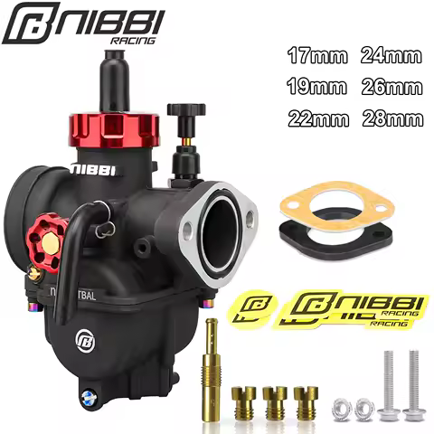 NIBBI 2T 4T Carburetor PE17 19 22 24 26 28mm Flange Motorcycle Engine with Carb Jets for YAMAHA KAWASAKI SUZUKI Dirt Bike
