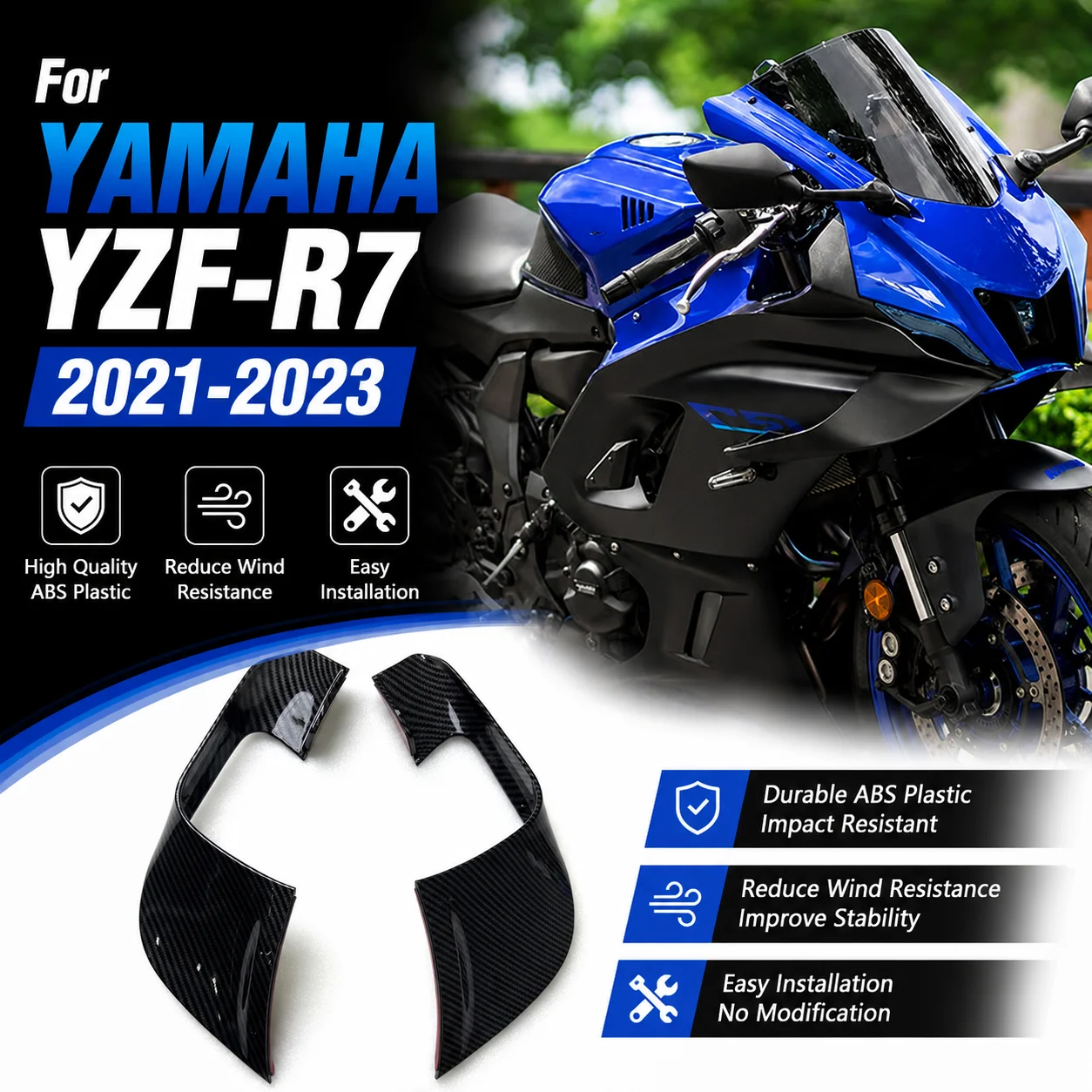 Air Deflector Kit For Yamaha YZF R7 YZFR7 2021-2023 Motorcycle Fixed Wing Cover Aerodynamic FrameWing Air Guide Spoiler Aileron
