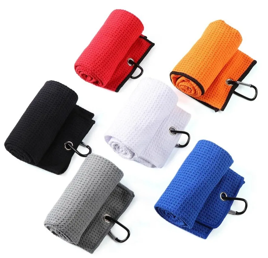 Microfiber Waffle Golf Towel with Heavy Duty Carabiner Clip for Outdoor Golf Sports Running Yoga Gift for Men Women 40*40cm