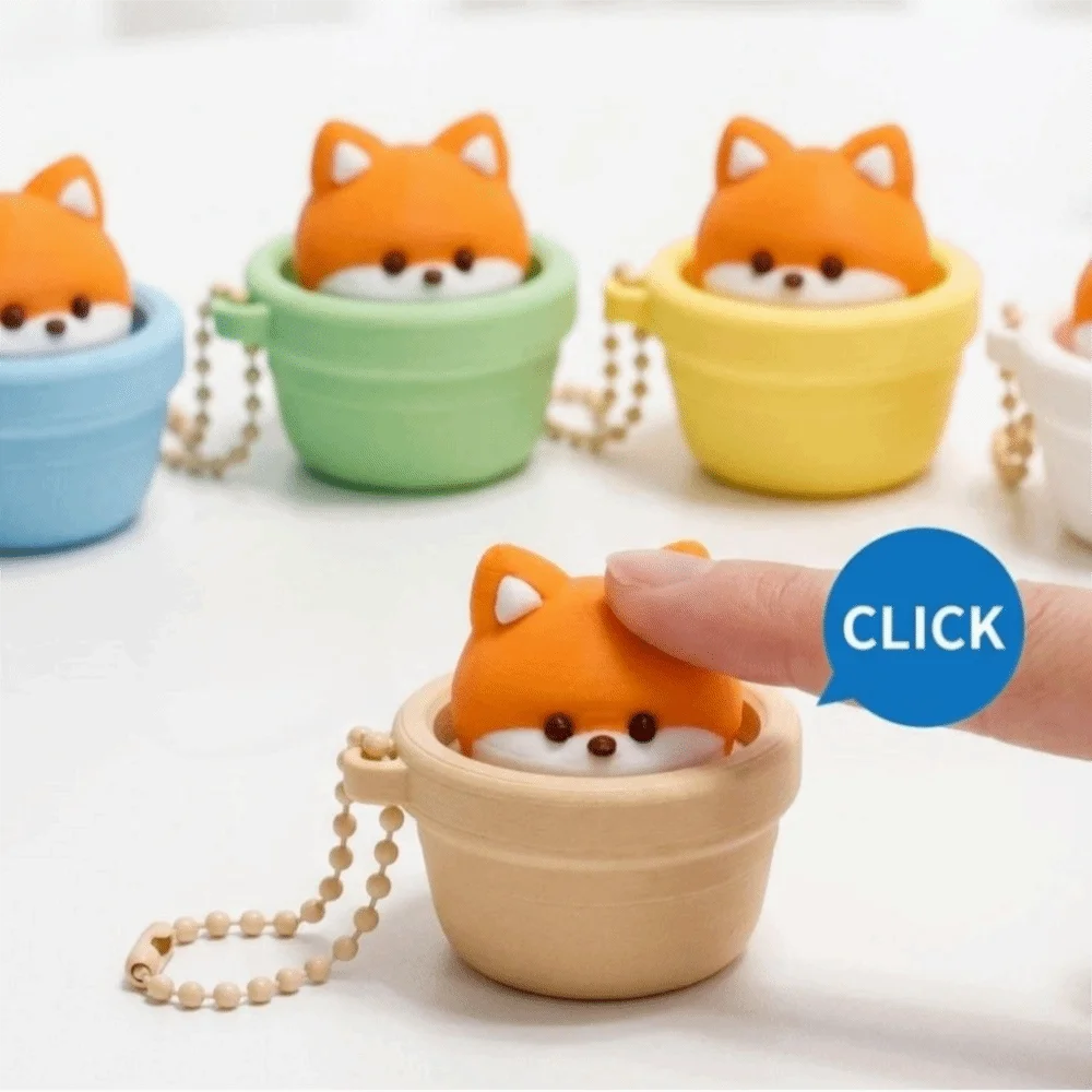 Finger Button Clicker Fidget Keychain Cartoon Animals Soft Slow Rebound Clicking Pressure Relief Funny Cute