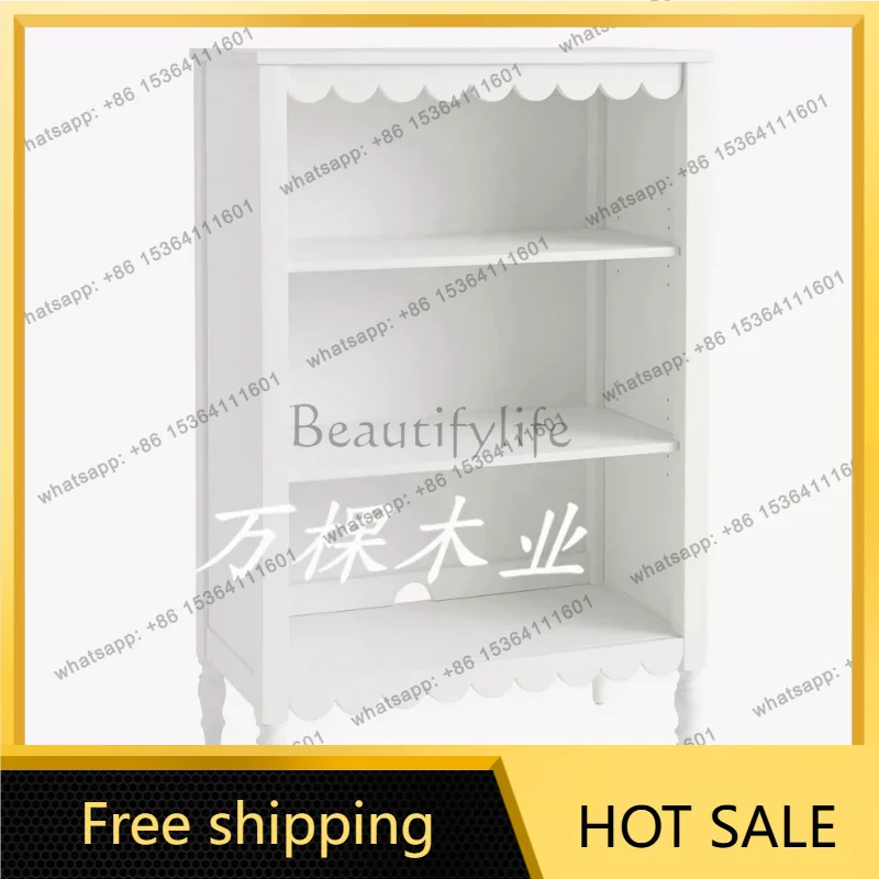 zj. Custom American-style solid wood bookcase, adjustable eco-friendly floor-standing storage cabinet