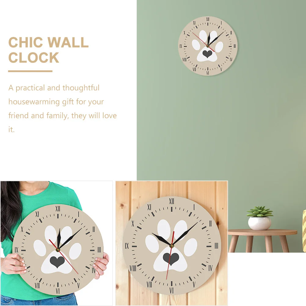 

Silent Hanging Wall Clock Dog Footprint Pattern Stylish Acrylic Clock Home Bedroom Living Room Office Decor Housewarming Gift