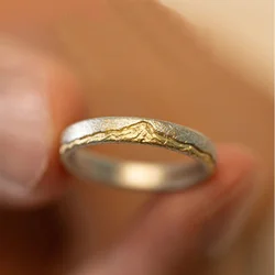 Men Ring 925 Sterling Silver Jewelry Adjustable Trendy Gold Mountain Design Ring Male Index Finger Accessories