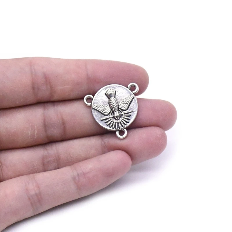 Ancient Peace Dove Triangle Rosary Necklace Connectors Accessories Three Holes DIY Religious  Jewelry view 5