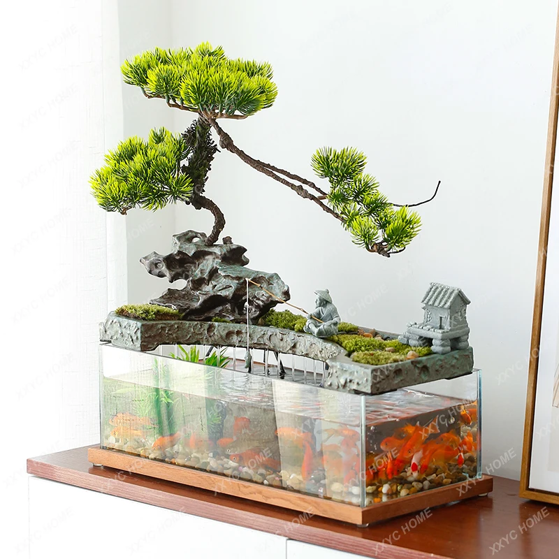 Fish Tank Decoration Circulating Water Flow Aquarium Ornaments Living Room Desk Table Decoration