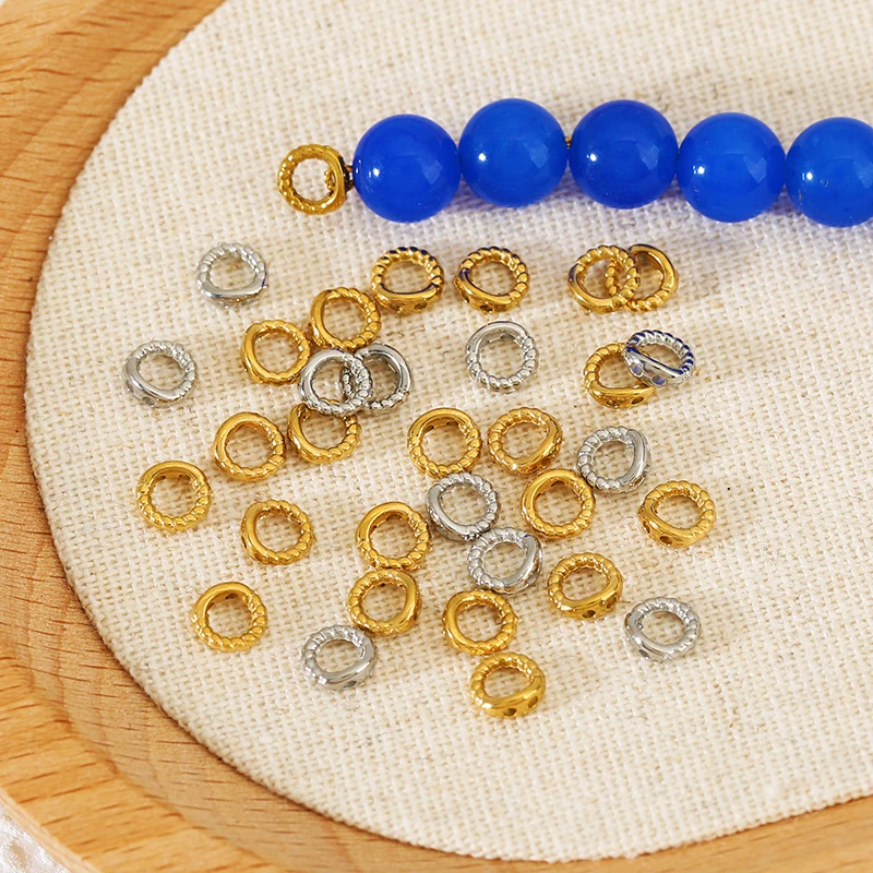 10/30pcs Stainless Steel Twisted 2 Holes End Connector Jewelry End Stopper Rings for DIY Bracelet Bracelet Making Craft Supplies