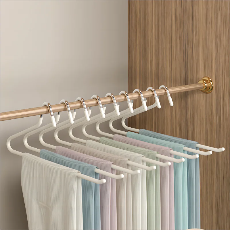 10PCS Goose Type Dip Plastic Pants Rack Wardrobe Dormitory Telescopic Z Type WOMEN\'S Clothes Rack Multi Layer Storage Pants Rack