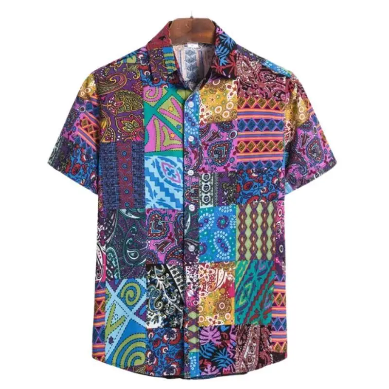 Camicia stampata sociale oversize hawaiana da uomo estate modello cartone animato stile moda Camisa Harajuku Streetwear resort vestiti