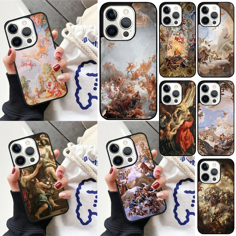 

Винтажный чехол с рисунком в стиле барокко для iPhone 17 Air 16 16e 13 14 15 Pro Max 12 11 15 Pro Max Plus Max, чехол для телефона