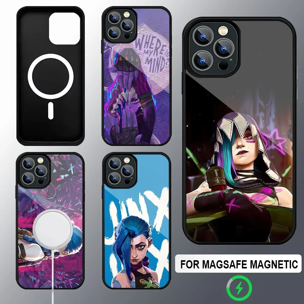 J-JINX Arcane L-LOL Phone Case Magsafe Wireless Charging Cases For IPhone 16 15 13 12 11 14 Pro Max Mini 8 Plus XS X XR