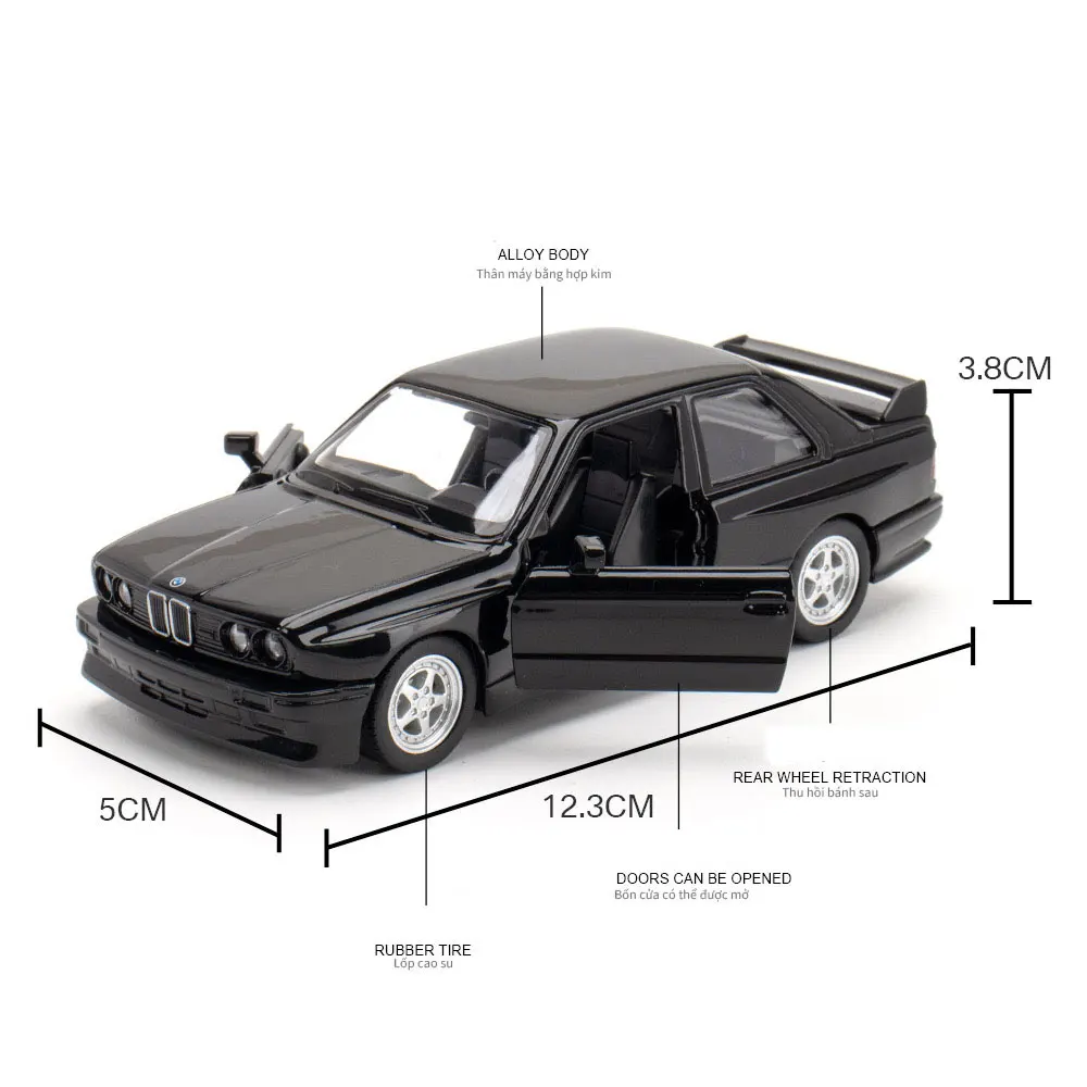 1/36 BMW M3 1987 juguetes de aleación modelo de coche Metal fundido a presión vehículos de juguete auténtico exquisito Interior extraíble 2 puertas abiertas regalo para niños