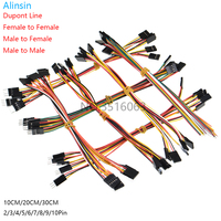 10Pcs 10/20/30cm Female To Female Double Head Dupont Line Jumper Wire Connector Cable 2.54mm 2/3/4/5/6/7/8/10 P/Pin For Arduino