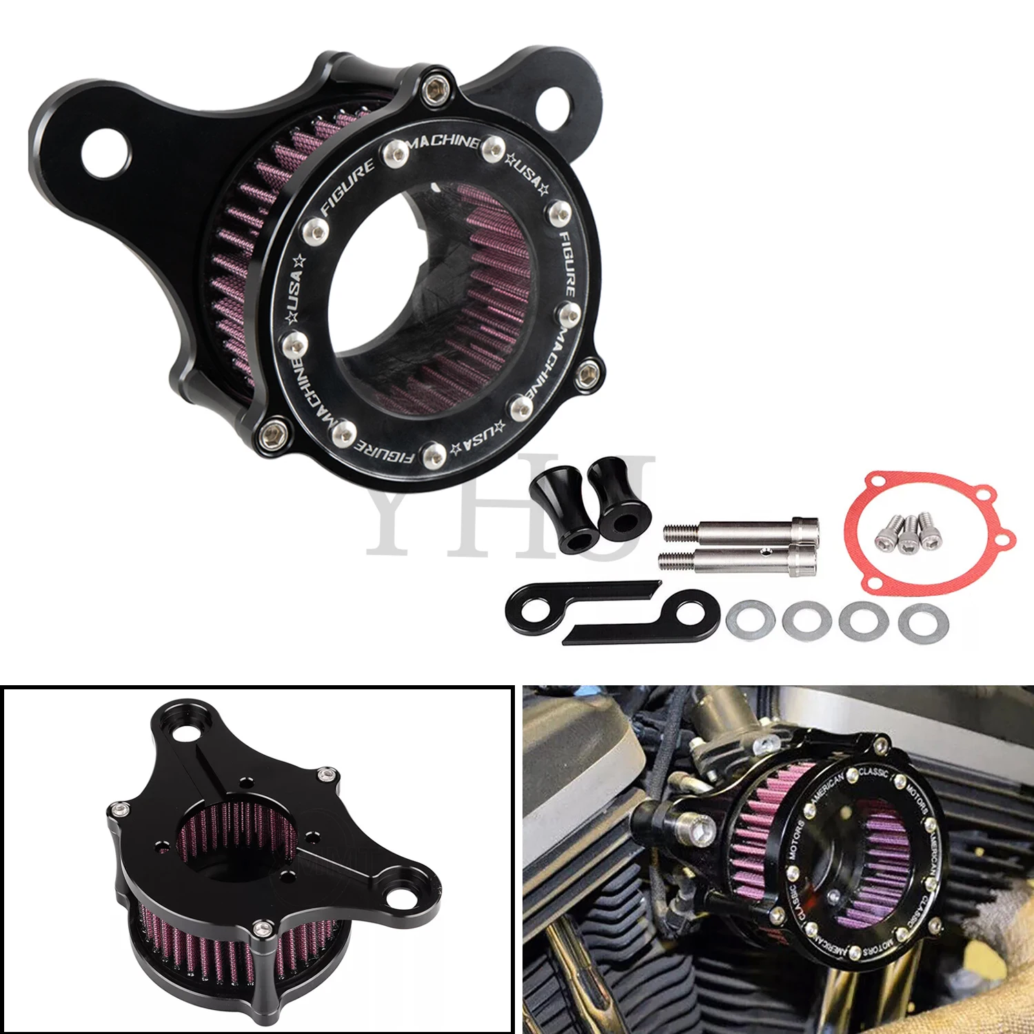 

Motorcycle Air Cleaner Intake Filter For Harley Softail Fatboy Electra Street Road Glide Dyna Road King Night Train 1993-2016