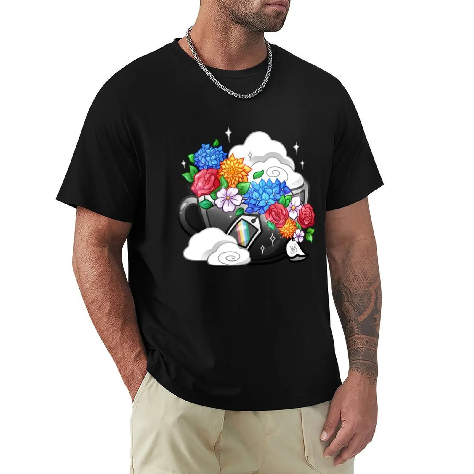 Disability Pride Flag Teacup T-Shirt Plus Size Loose Fit T-Shirt