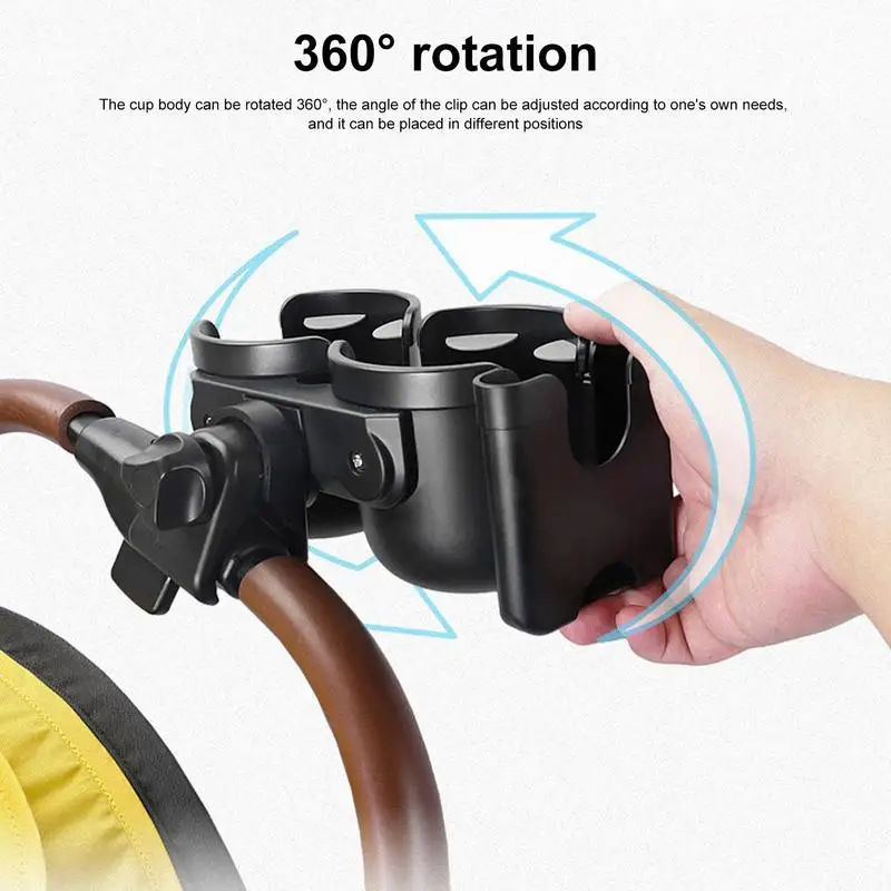 Stroller Cup Holder 3-in-1 Stroller Water Cup Holder Water Cup Holder Secure And Stable Fixing Universal Cup Holder 360 Rotation