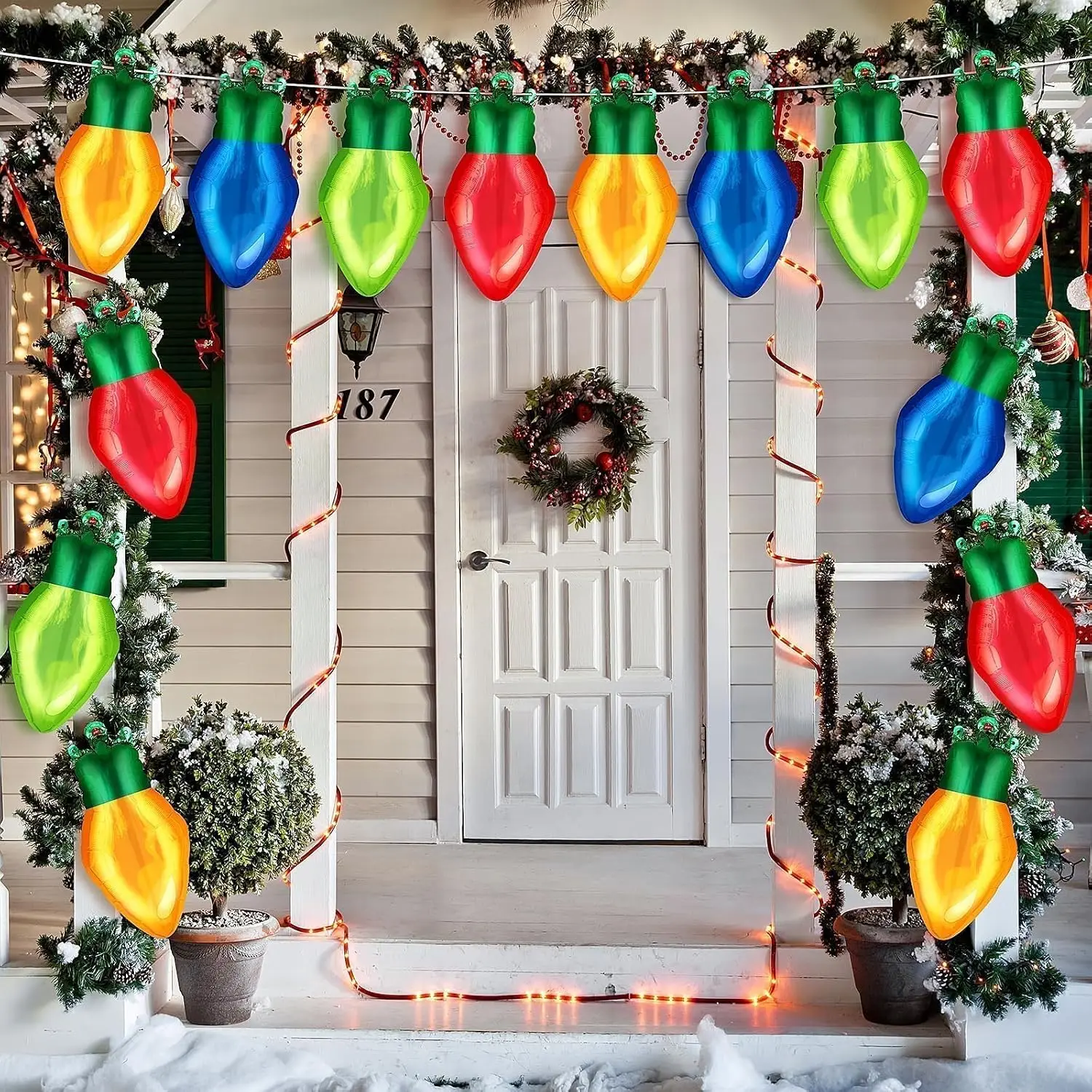 72 Pcs Christmas Light Bulb Balloon Light Bulb Foil Balloons Giant Mylar Balloon Set for Xmas Holiday Birthday Party Decorations Supplies Red Yellow Green Blue Theme Birthday Decor Supplies Kit