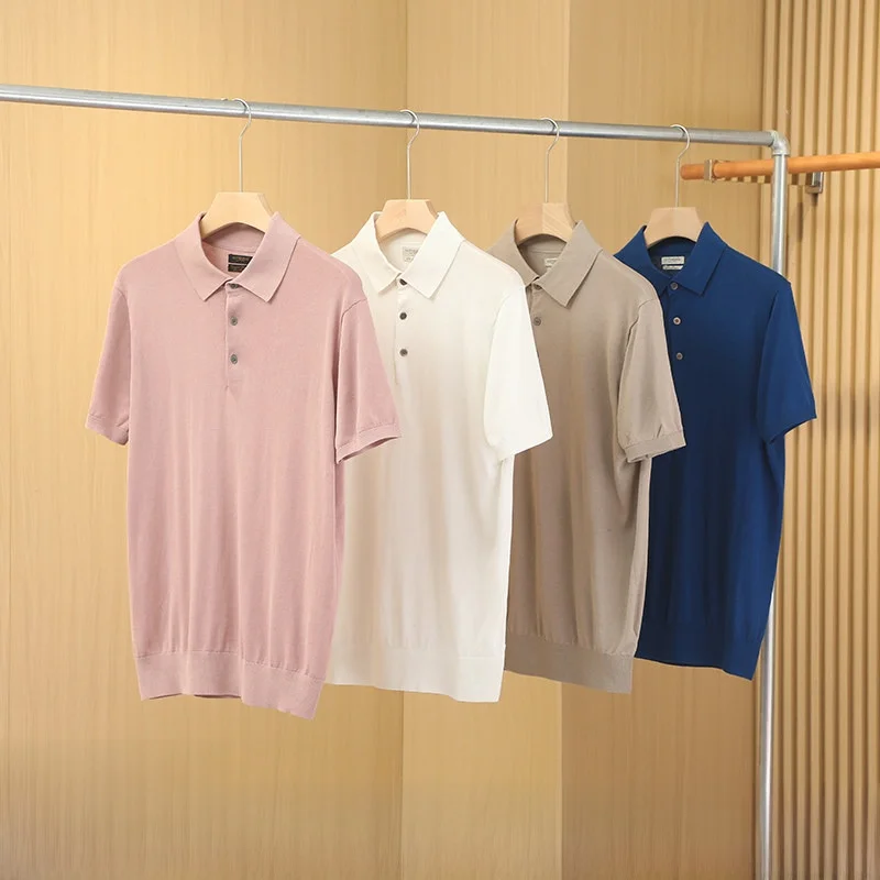 

Silk Blend Men's irt Summer Faion Urban ort Sve Skin-friendly Breathable Color ell Button Pookytage Stand Fit