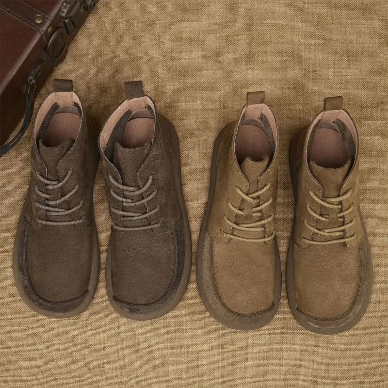 Retro First-layer Cowhide High Quality New Trend Boots for Men British Style Fashion High-top Platform Shoes Outdoor Men's Shoes