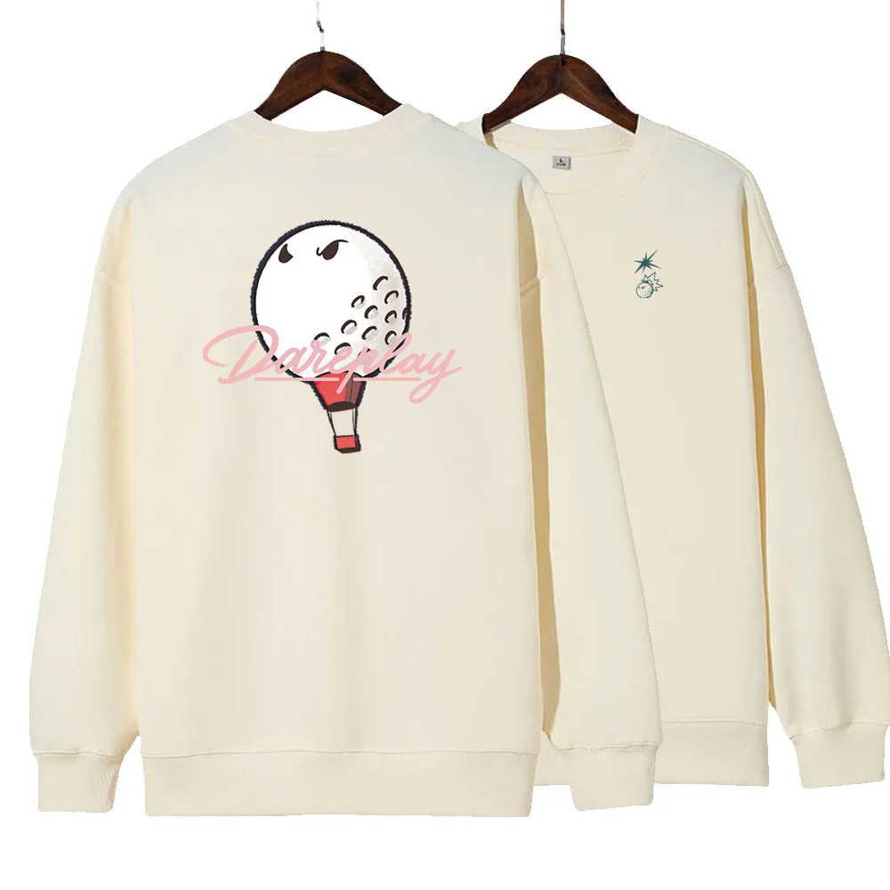 

Men's and Women's Golf Clothing for Autumn and Winter, 100% Pure Cotton, Simple and Loose, Long Sleeved Casual Pullover, Sports