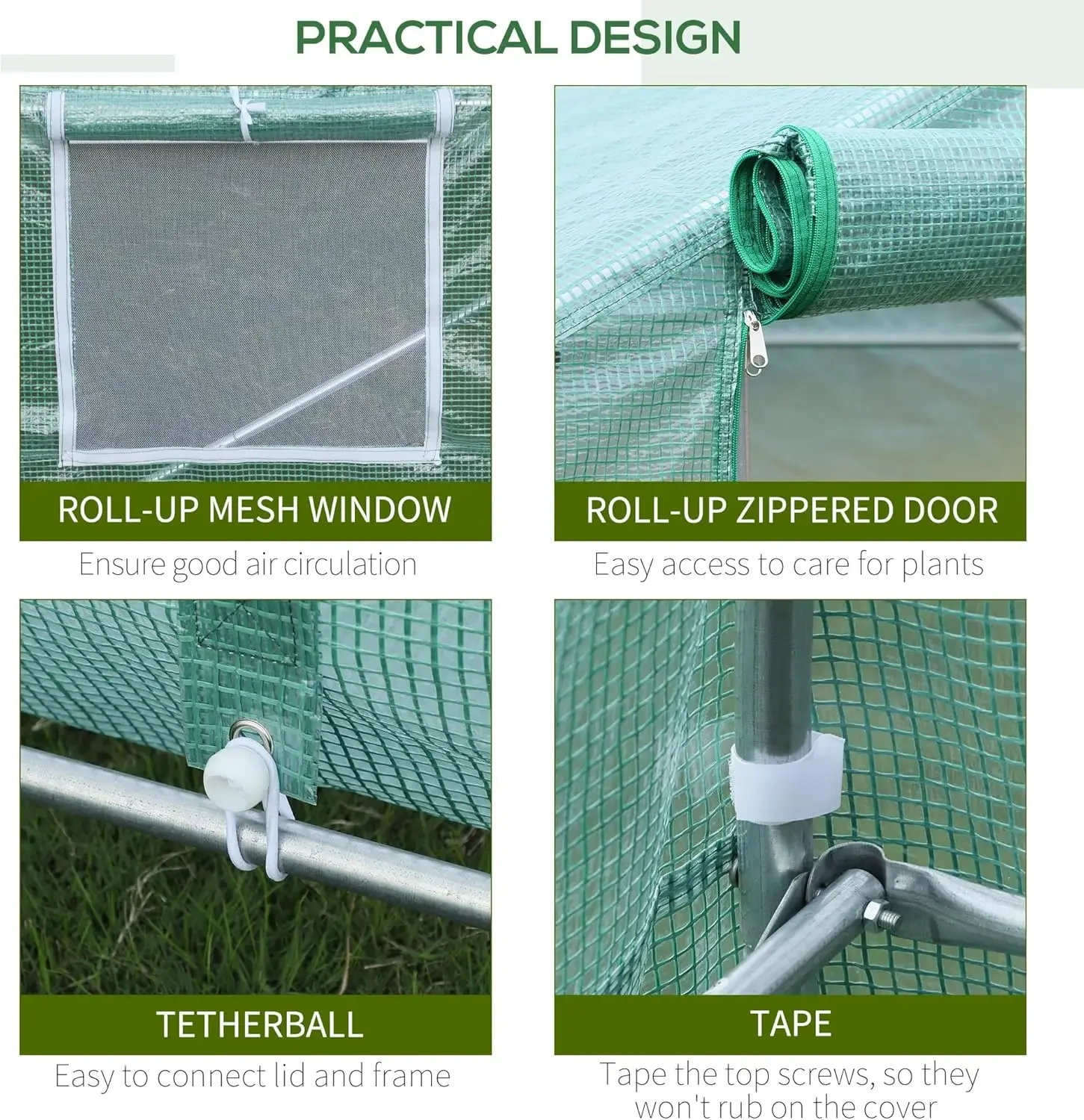 20' x 10' x 7' Walk-in Tunnel Greenhouse, Garden Warm House, Large Hot House Kit with 8 Roll-up Windows & Roll Up Door,