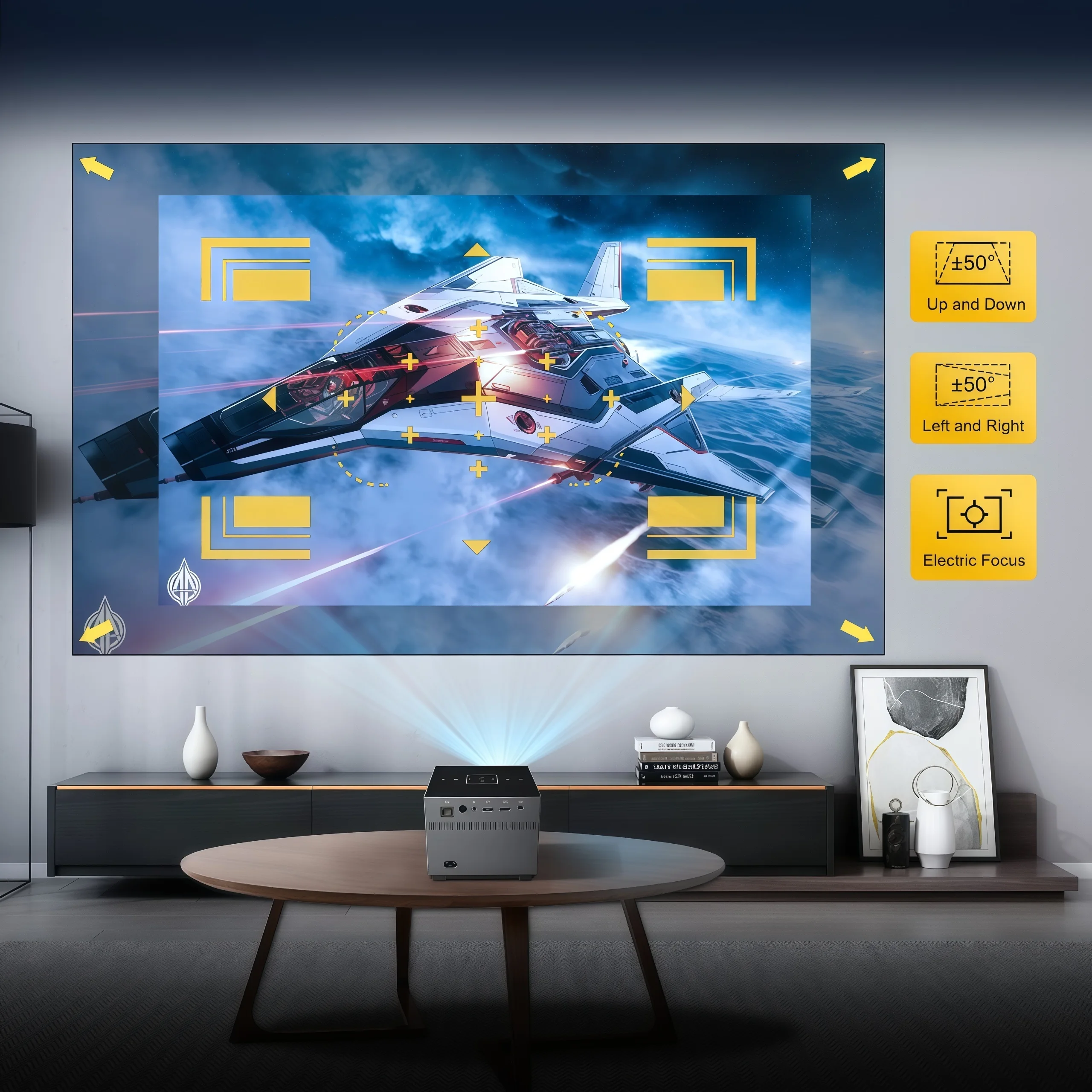 Xnano X3 Tragbarer Projektor 250ANSI Native 720P Unterstützt 4K Elektrischer Fokus Auto-Keystone Android 11 Dual-WLAN Bluetooth ARGB-Licht Heimkino-Beamer für Schlafzimmer Gaming und Streaming – Detail 8