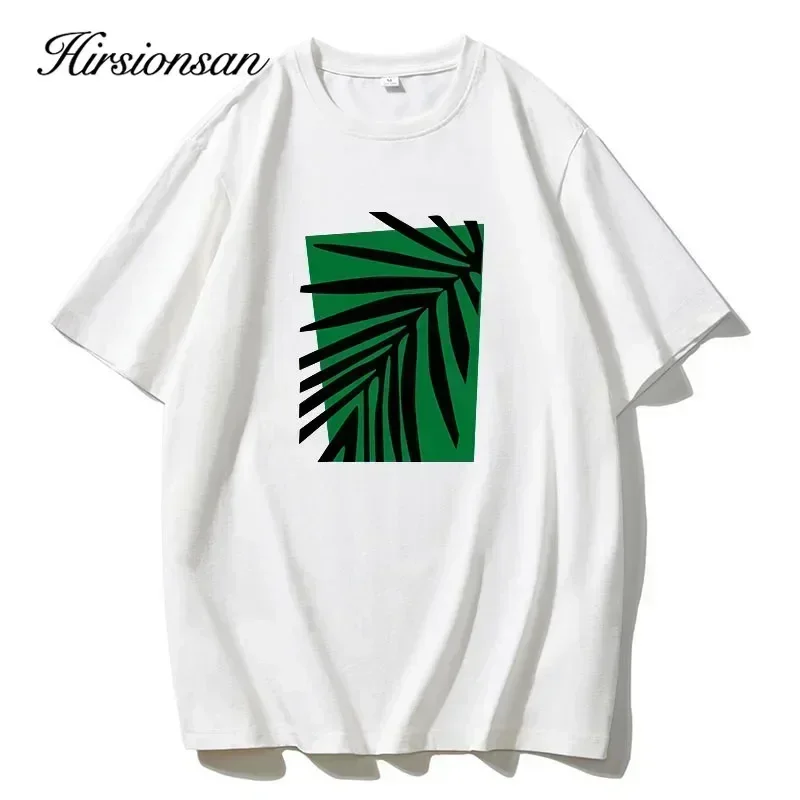 Hirsionsan Vintage Colorful Leaf Printed T-Shirt Women Soft Casual Short Sleeve Summer Cotton Breathable Tshirt Holiday Y2k Tees