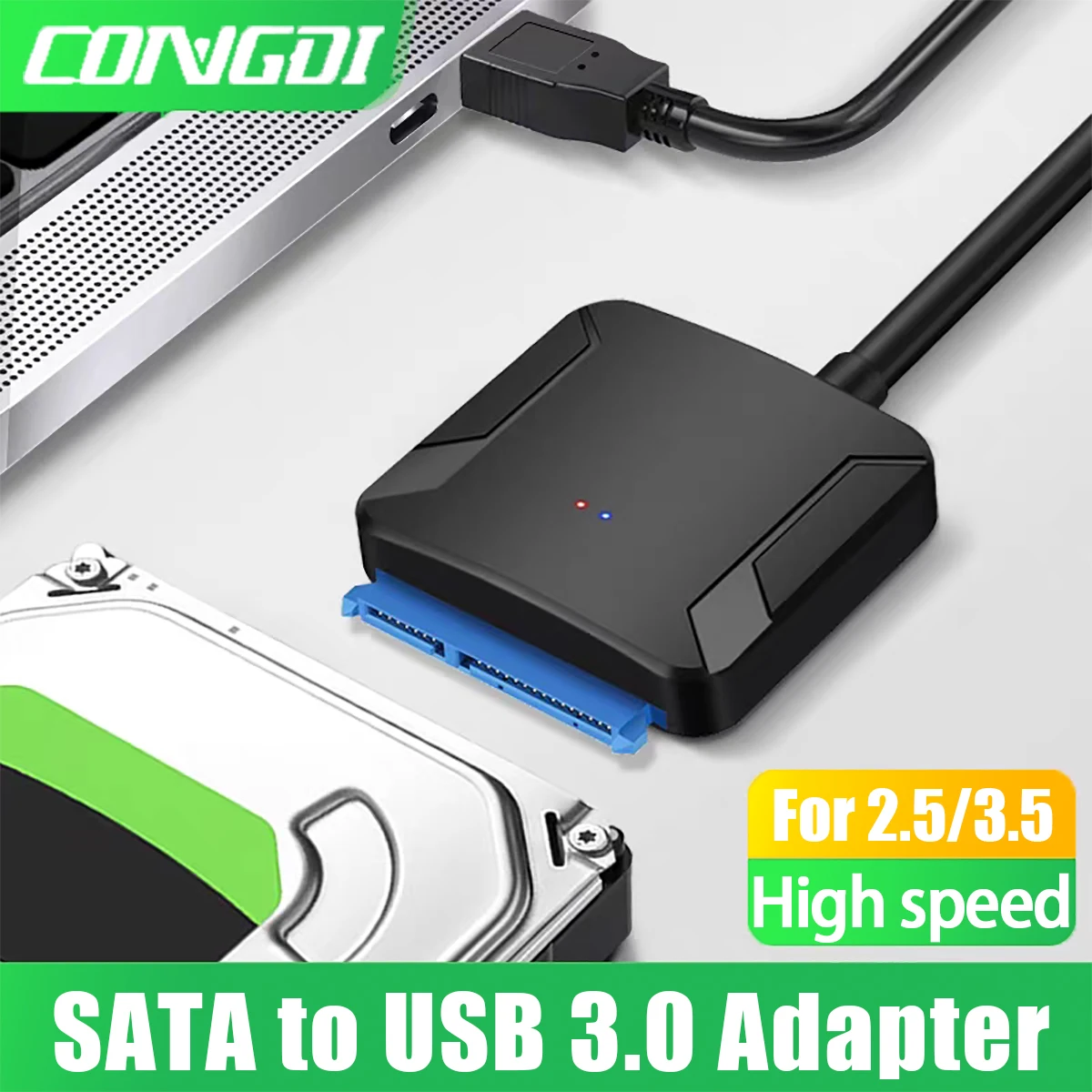

Кабель-адаптер USB 3.0 к SATA для жесткого диска SSD 3,5/2,5 дюйма SATA III с поддержкой UASP, совместимый с USB 1.1/2.0/3.0