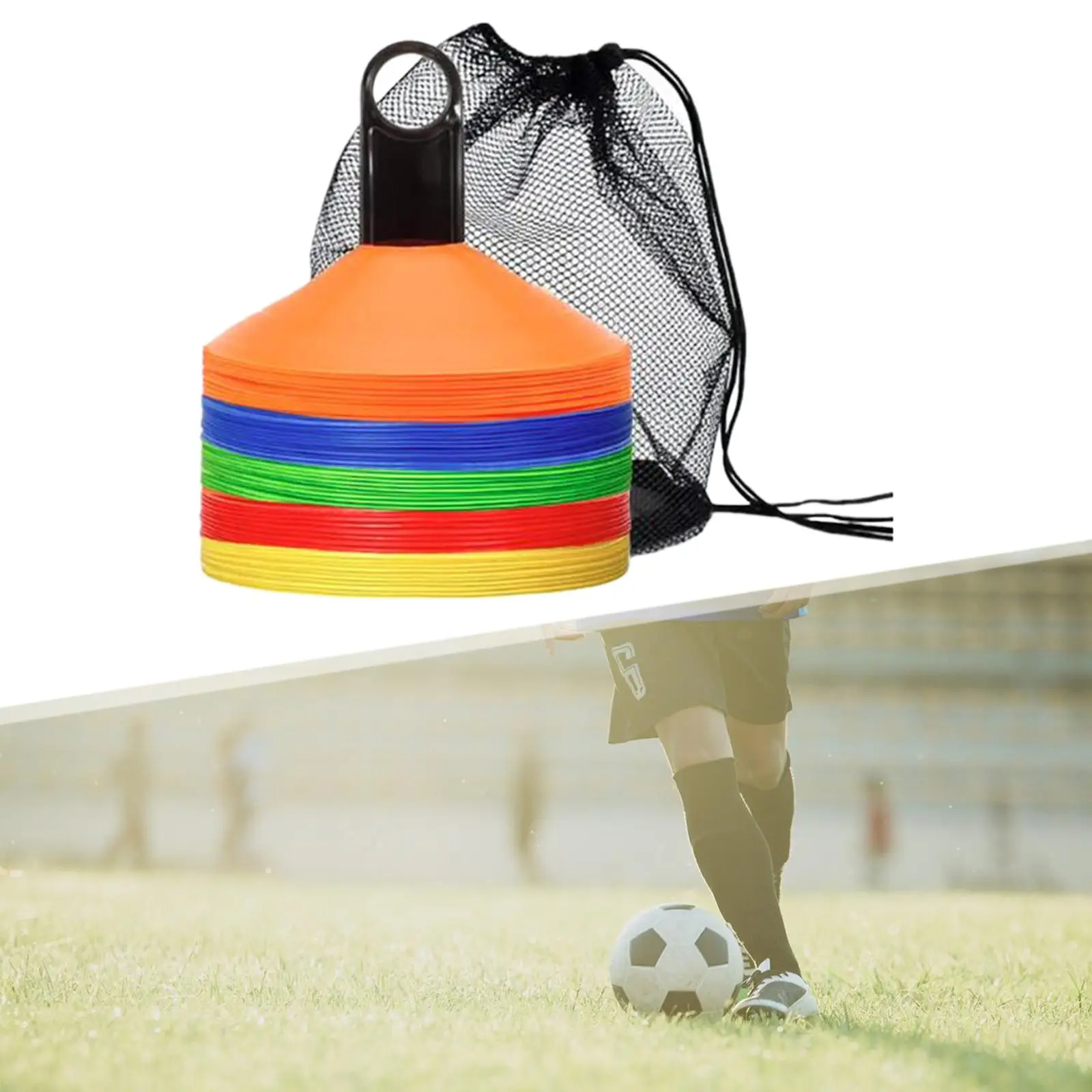 50Pcs Soccer Cones Soccer Training Cones for Running Drills Teaching Aids