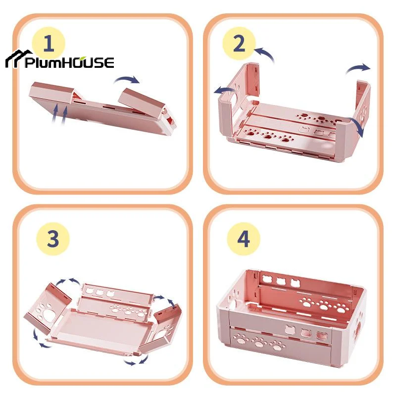 Cartoon Desktop Foldable Storage Basket Hollowed Out Stackable Storage Box Cosmetics Partition Sorting Basket