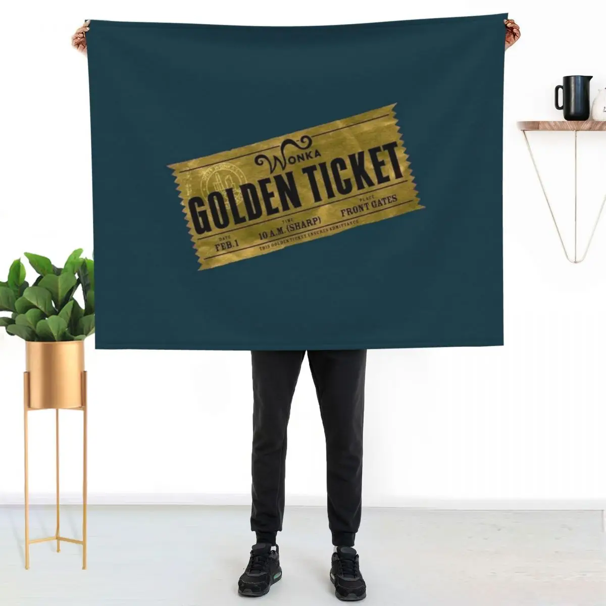 

Golden Ticket Throw Blanket Stylish Couch Blanket for Home Living Room