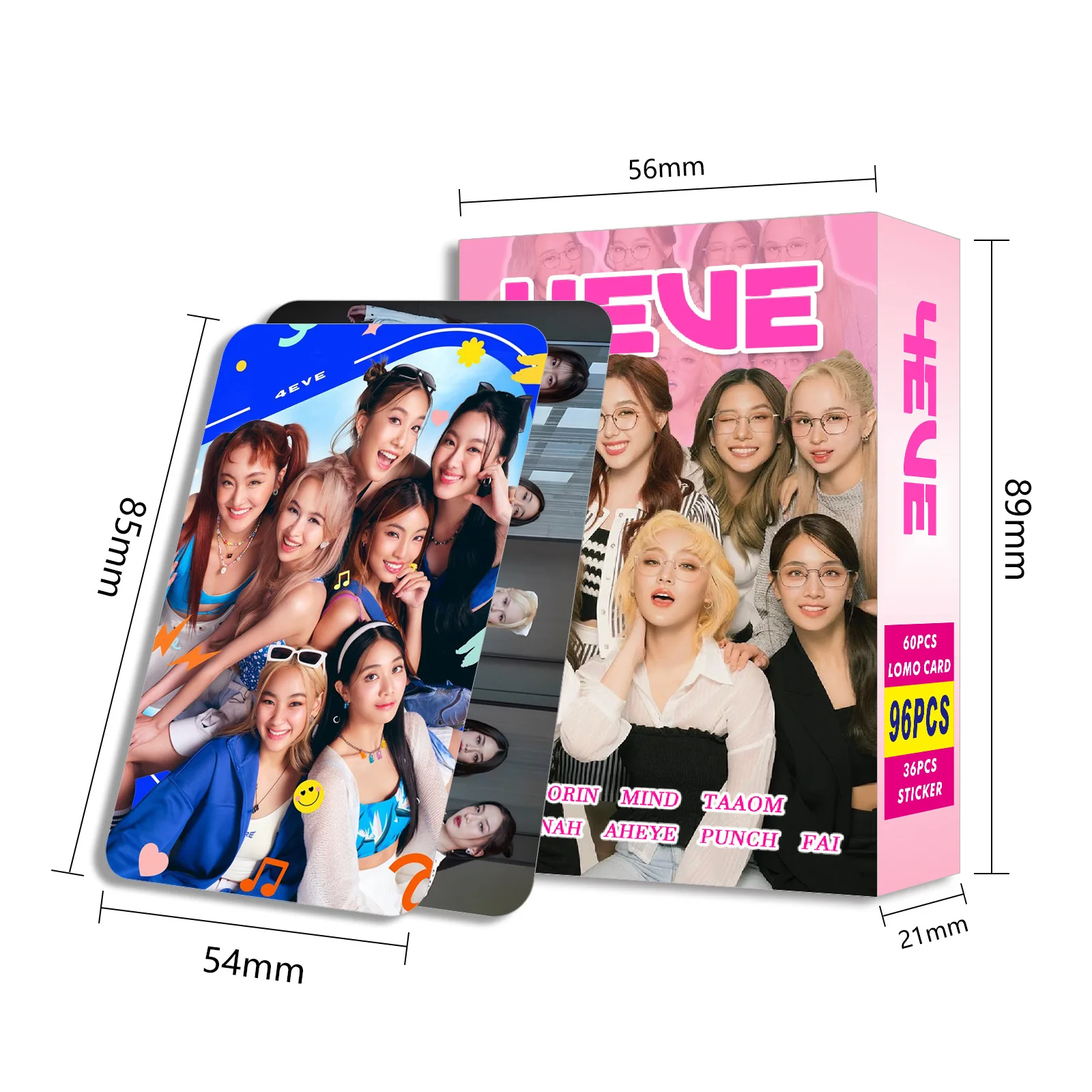 96 Pcs/Set Girl Group 4EVE Laser Lomo Card Thai Star Jorin, Mind, Taaom, Hannah HD Photocard Stickers Fans Collection Gift