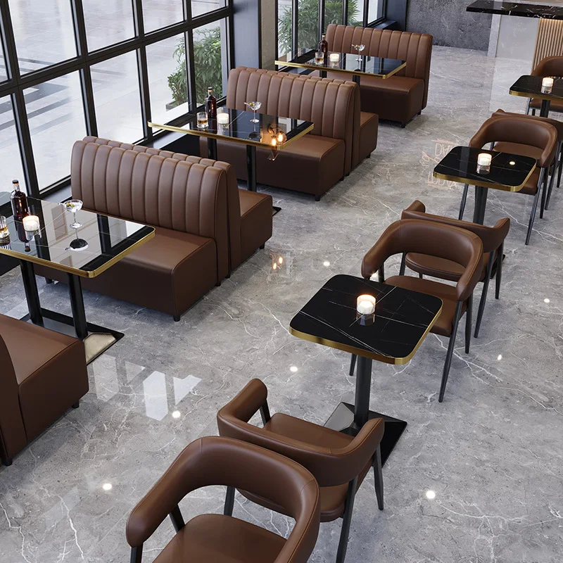 Commercial Booth Sofa Set Industrial Style, Table Chair Combination for Bar Cafe Dessert BBQ Western Food Milk Tea Catering Shop
