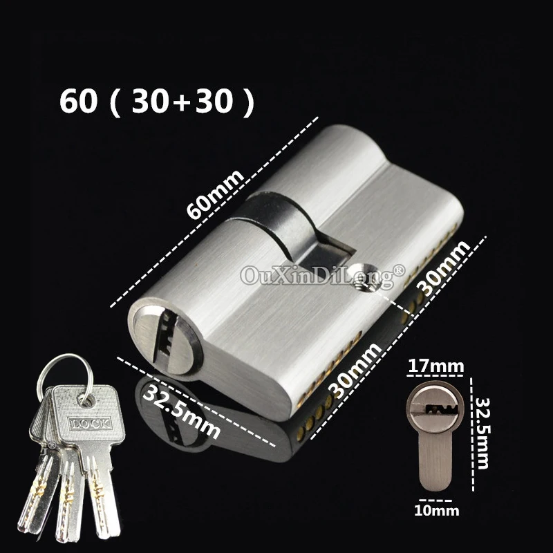 

6PCS Solid Brass Mortise Door Lock Cylinder 60mm Large Gourd Double Open Door Lock Core Lock Gall Repair Parts+Keys (Key Alike)