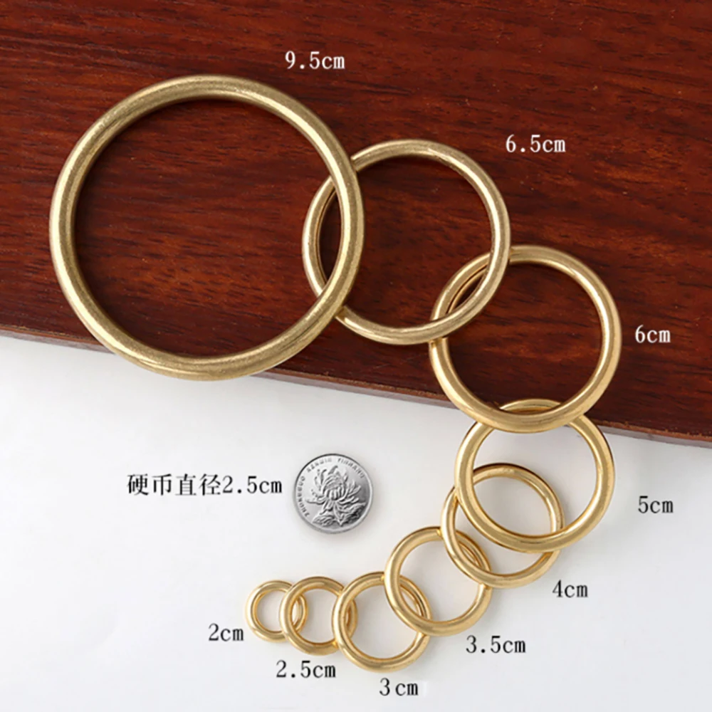 Brass Seamless Solid Round Pull Ring Door Handle DIY Copper Ring Circle Antique Door/Drawer Handle Door Ring Dia 2CM-15CM