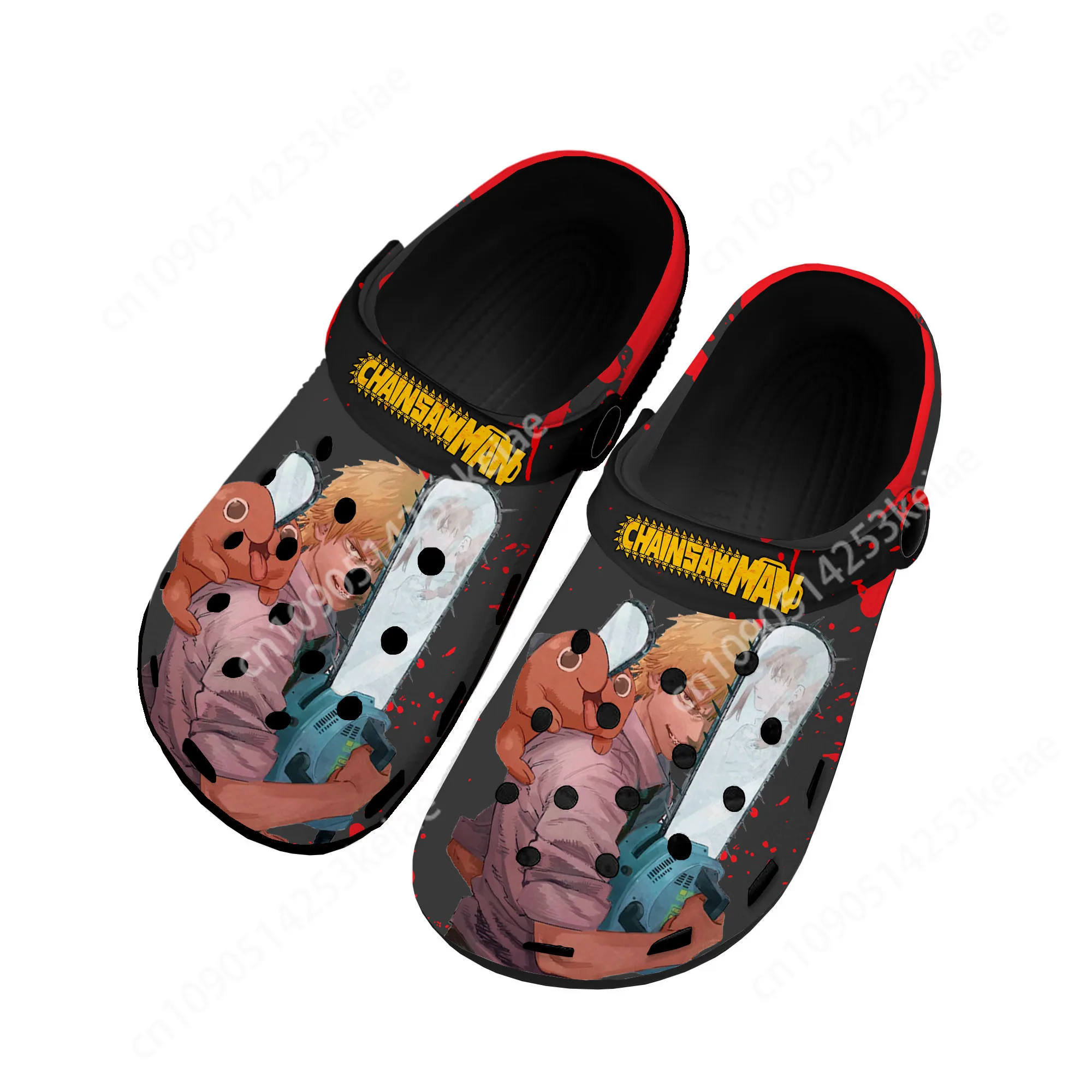 Anime Chainsaw Man Pochita Power Home Clogs Custom Water Shoes Mens Womens Teenager Shoe Garden Clog Beach Hole Black Slippers