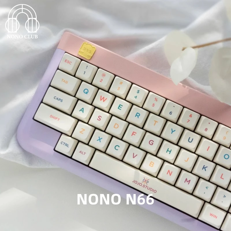 NONO N66 Mechanical Keyboard Kit Wireless Bluetooth GASKET Hot-Swap Custom Cute Girl Pink Aluminum Office Gaming Keyboard Gift