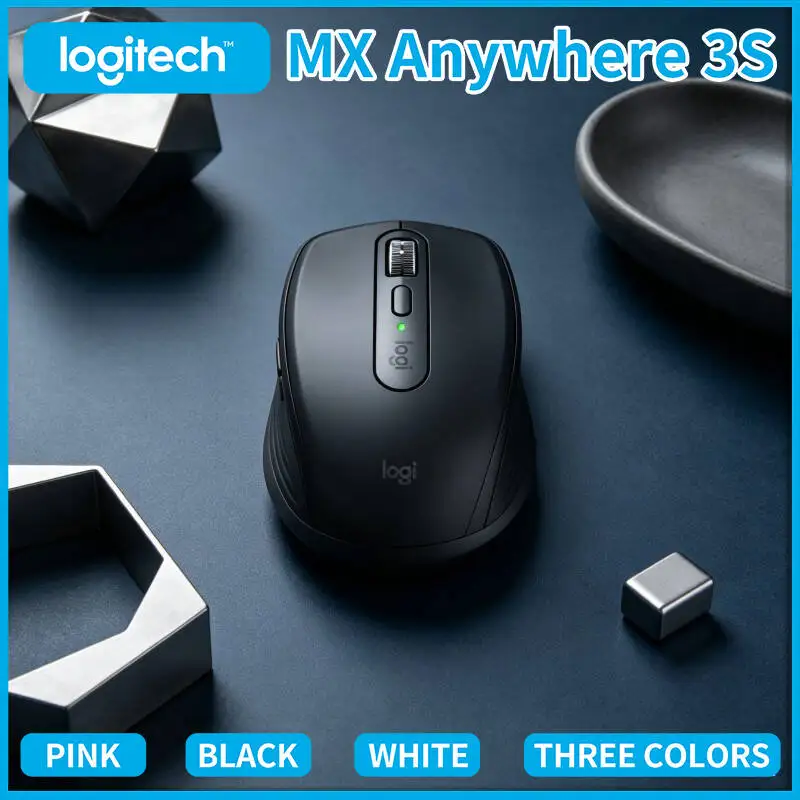 Durable Logitech MX Anywhere 3S - 8000 DPI, Hyper-Scroll, Silent Click, Anti-Slip Grip, Office Travel Use for Professionals