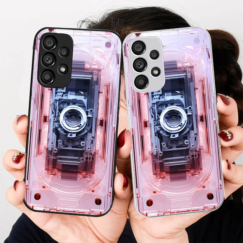 

Pink Transparent Camera For Samsung Galaxy S24 Plus S20 21 FE S23 Ultra S8 9 A70 72 73 50 51 52 53 Tempered Glass Phone Case
